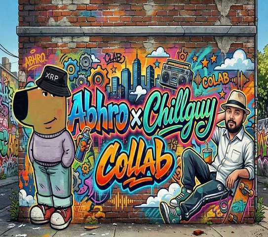 Chillguy × Abhro collaboration, graffiti mural on a brick wall